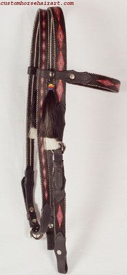 Hitched Horsehair Headstall W/Leather Ends