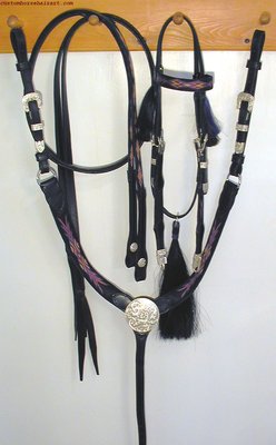 Three-Piece Leather and Hitched Horsehair Set