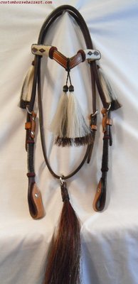 Leather Headstall W/Horsehair Hitching