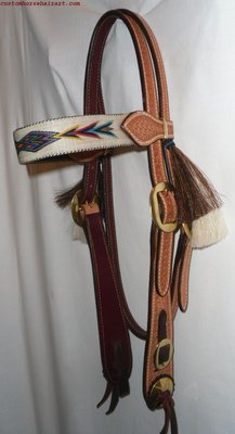 Old West Style Leather Headstall W/Hitched Browband